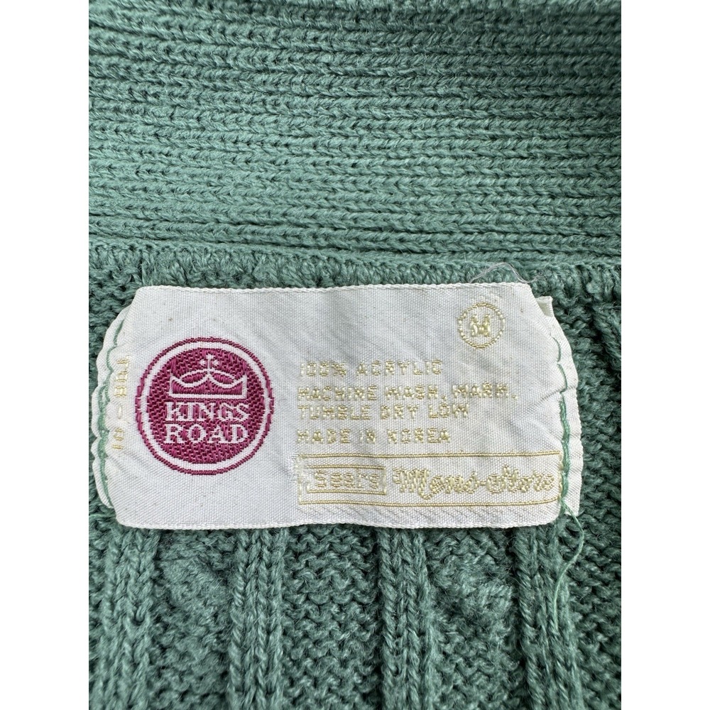 Vintage Sears Kings Road Grunge Light Green Button Knit Cardigan Size Medium - Picture 12 of 12